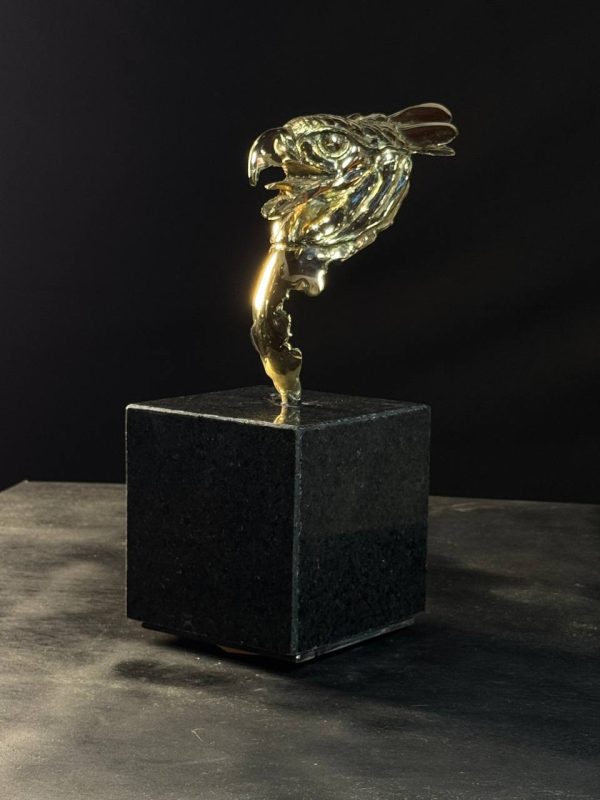 Busto águila Harpia en bronce , técnica de espejado hecho a escala real - Imagen 3